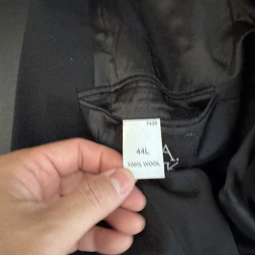 Jos. A. Bank‎ Suit Mens 44L W38 Black Solid Wool 2 Button Classic Professional